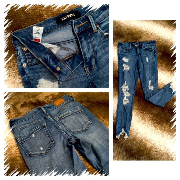 Express Denim - Express Blue Jean Leggings Distressed